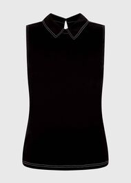 Shannon Collar Top, Black, hi-res
