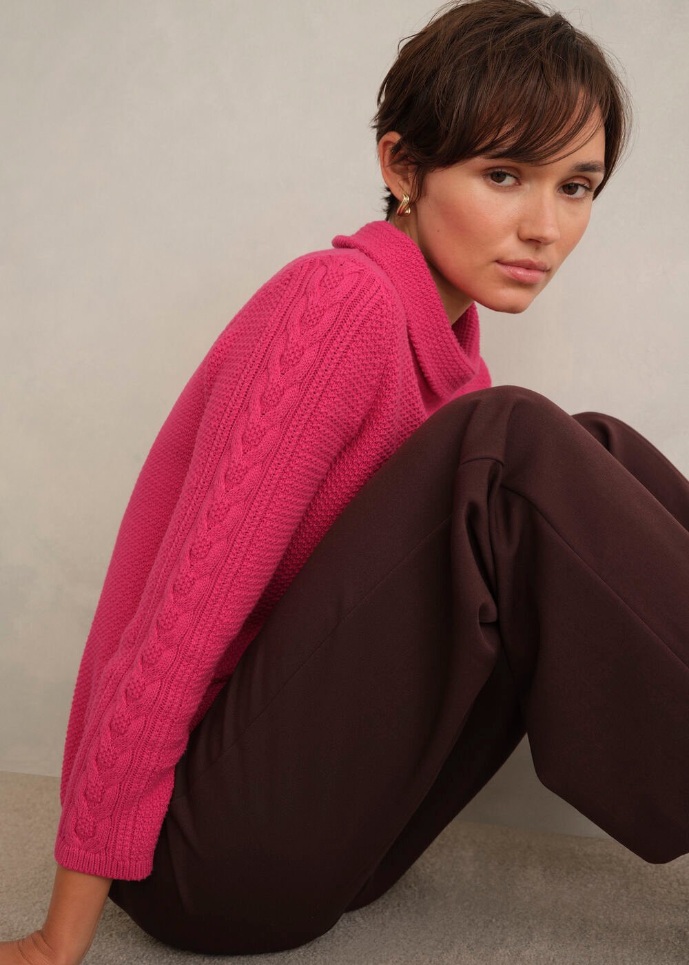 Camilla Cotton Jumper, Soft Berry Pink, hi-res