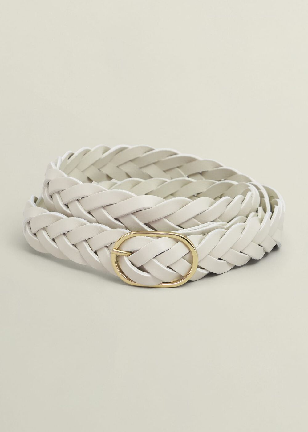 Meera Woven Leather Belt, Chalk Beige, hi-res