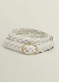 Meera Woven Leather Belt, Chalk Beige, hi-res