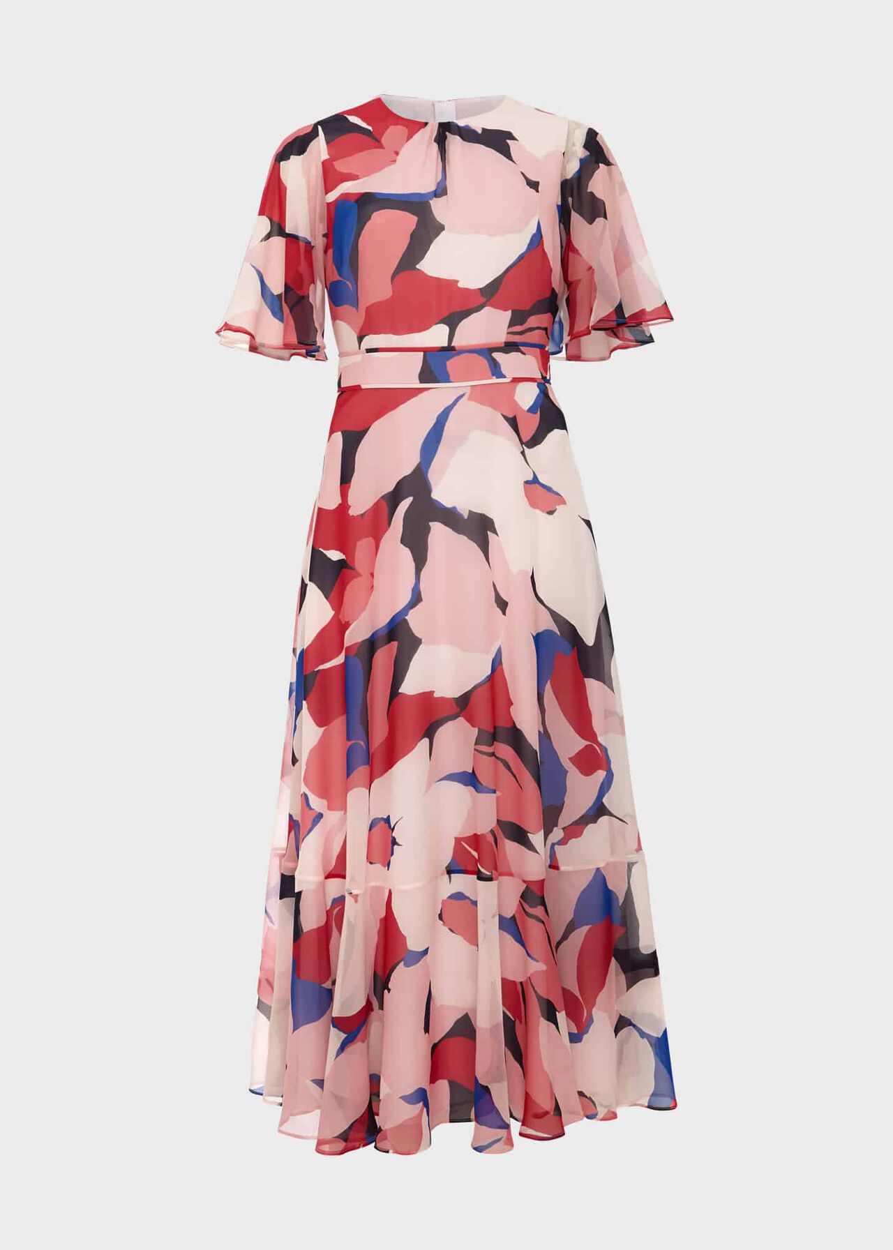 Freya Silk Midi Dress, Navy Pink Multi, hi-res
