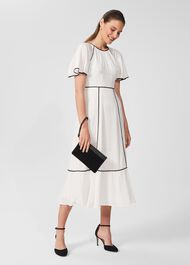 Lucilla Midi Dress, Ivory Black, hi-res