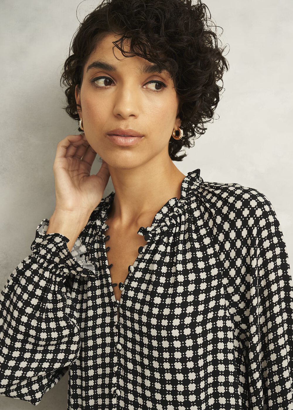 Hewlett Geo Mini Dress, Black Cream, hi-res