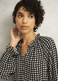 Hewlett Geo Mini Dress, Black Cream, hi-res