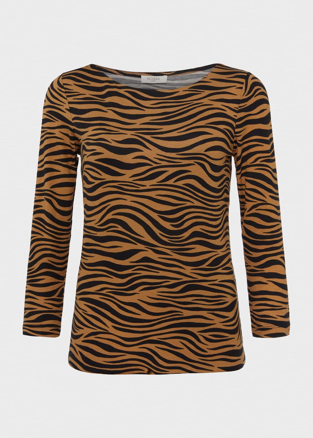 Sonya Printed Top, Camel Black, hi-res