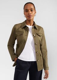 Farrah Cotton Blend Jacket, Olive Green, hi-res