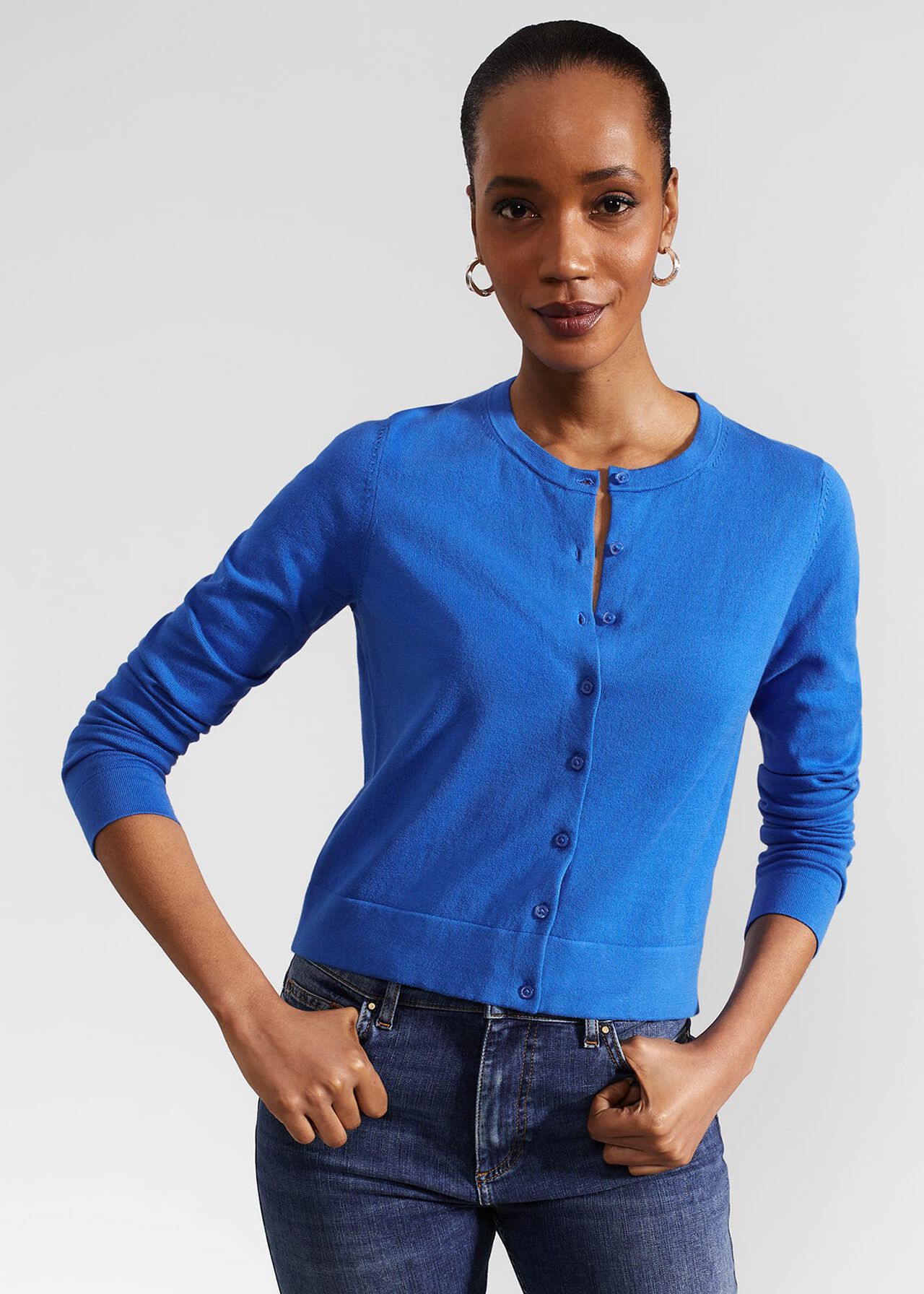 Michelle Cotton Cardigan, Atlantic Blue, hi-res