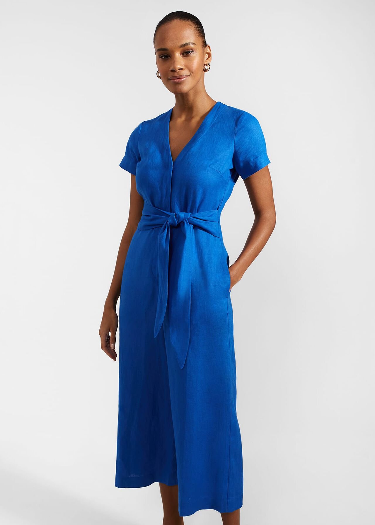 Aliya Linen Jumpsuit, Atlantic Blue, hi-res