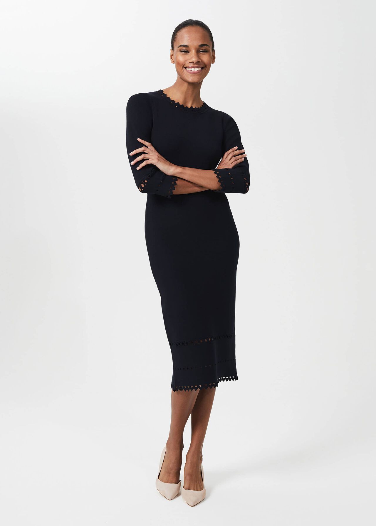 Myra Knitted Dress, Navy, hi-res