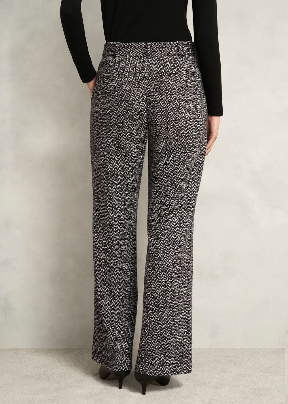 Marlyn Wool Jersey Trousers, Black White, hi-res