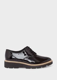 Chelsey Leather Flat Shoes, Black, hi-res