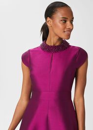 Marcella Silk Blend Beaded Dress, Berry Purple, hi-res