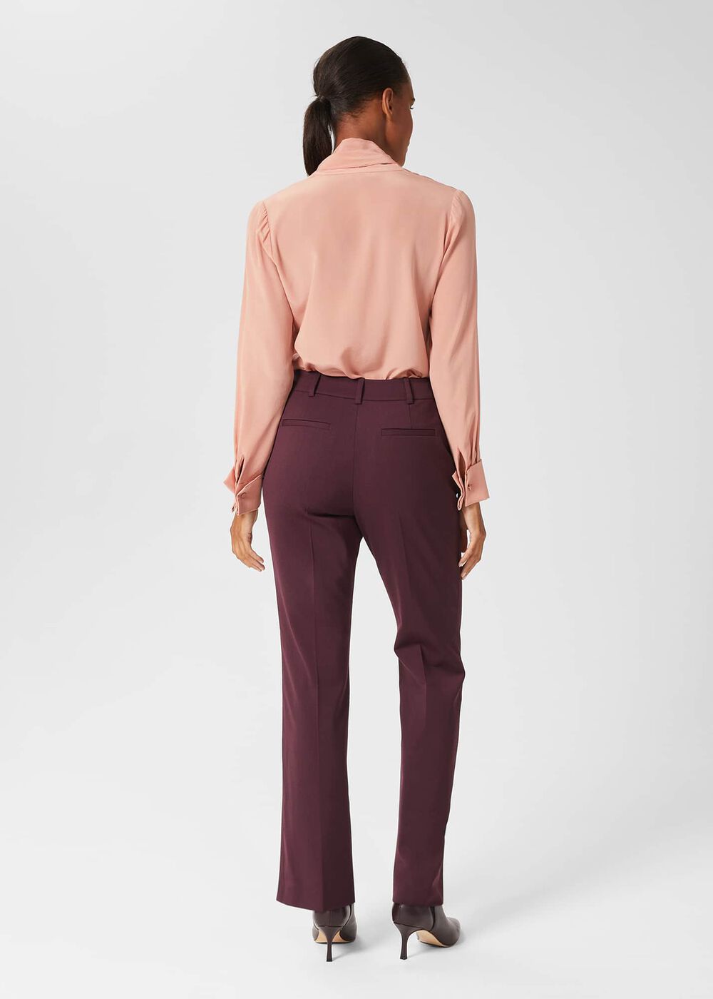 Hetty Straight Trousers, Burgundy, hi-res