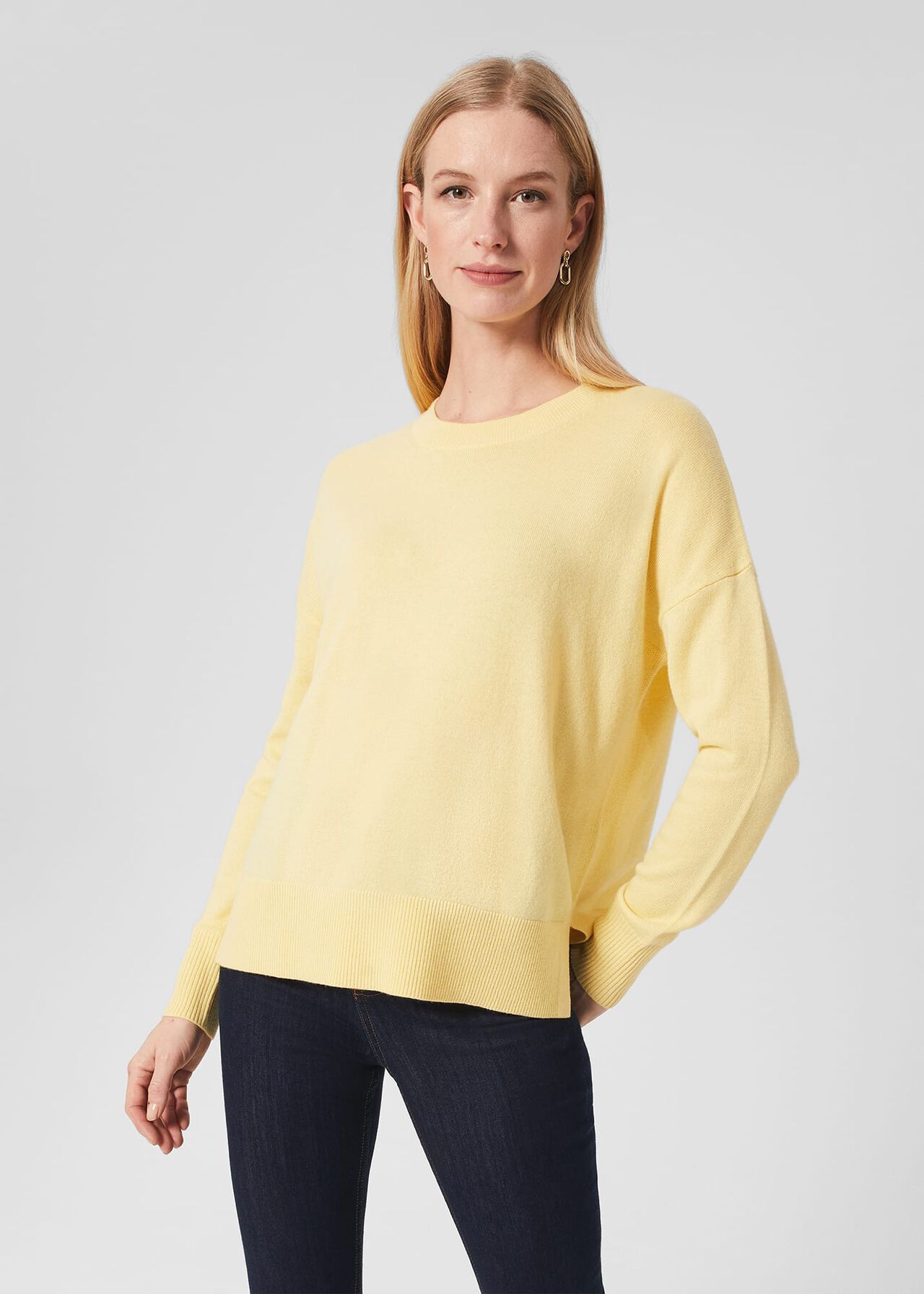 Lydia Button Jumper With Cashmere, Lemon Zest, hi-res