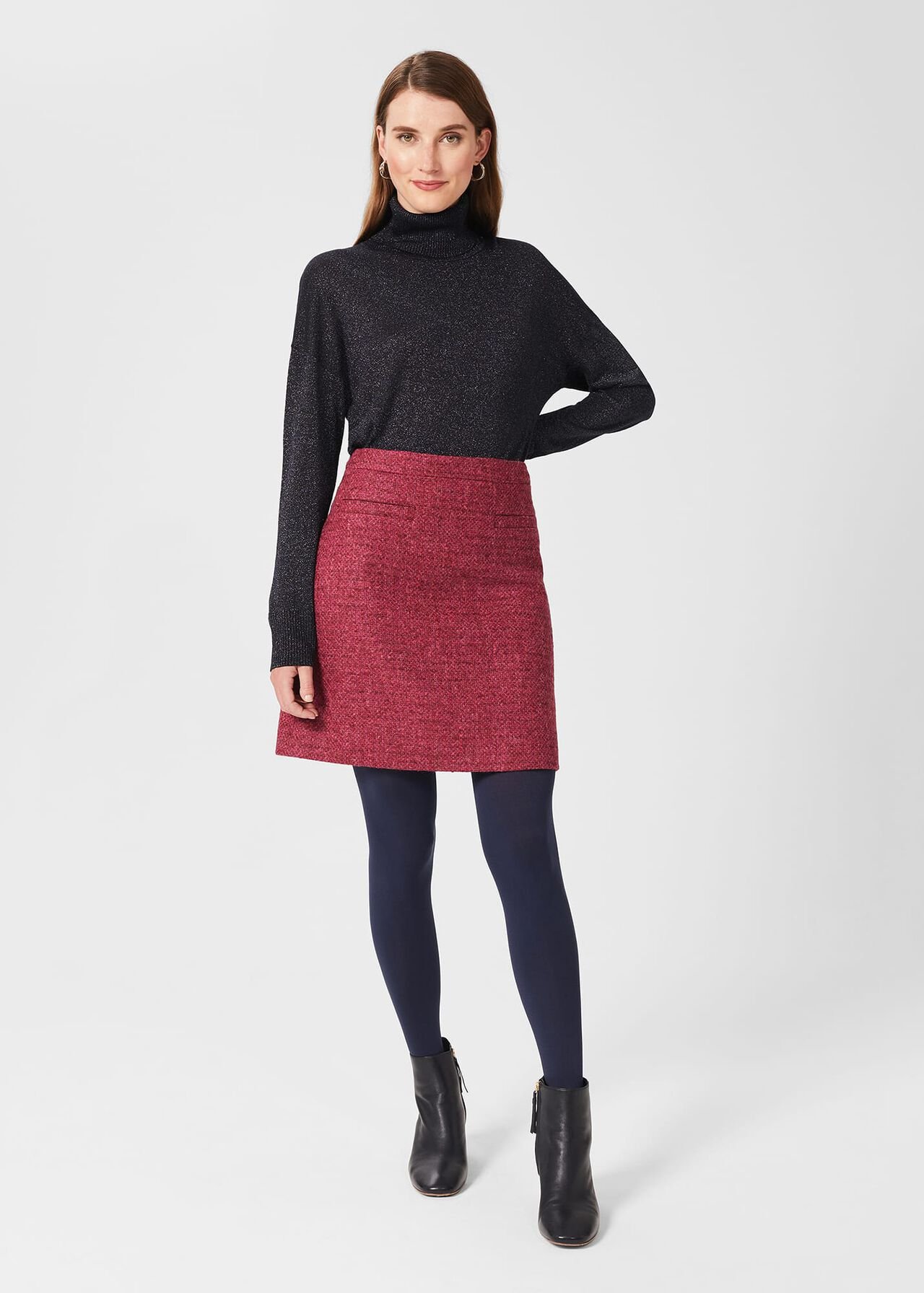 Maisey Wool A Line Skirt , Pink Multi, hi-res