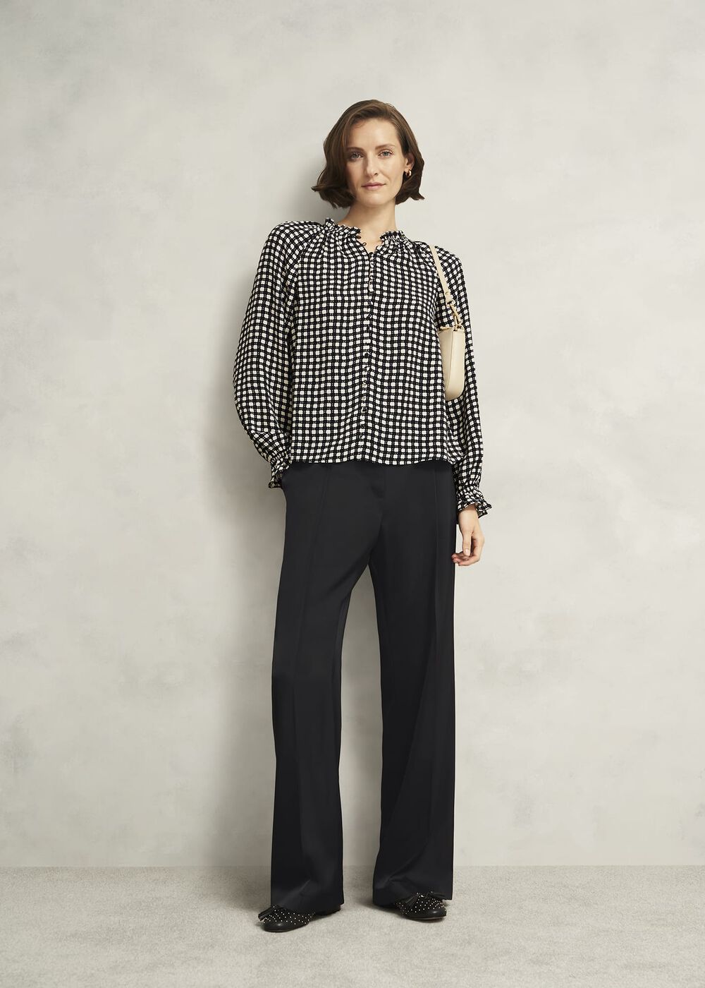 Howley Wide Trousers, Black, hi-res