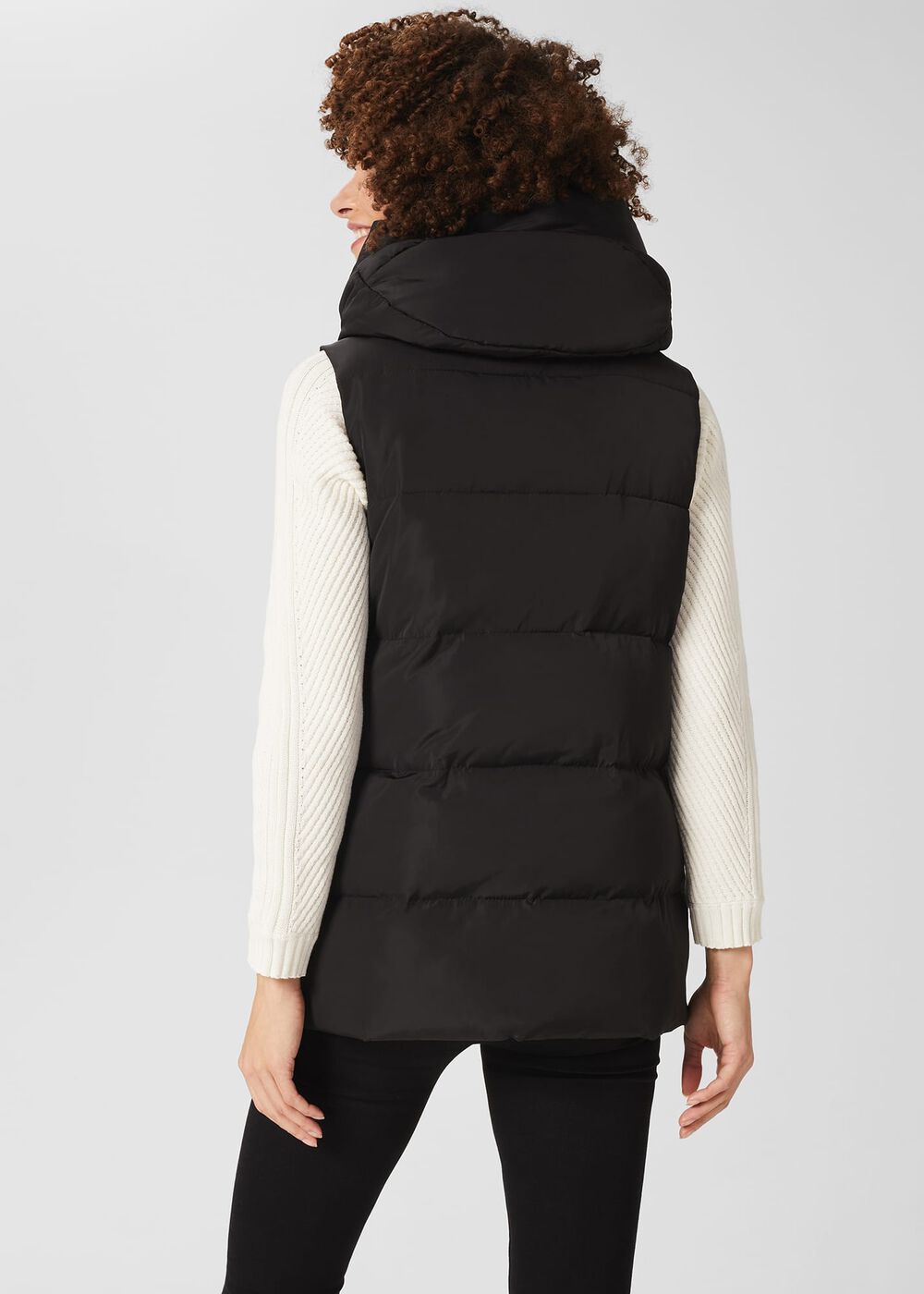Heather Water Resistant Padded Gilet, Black, hi-res
