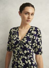 Navy Floral Peyton Jersey Midi Dress, Navy Multi, hi-res