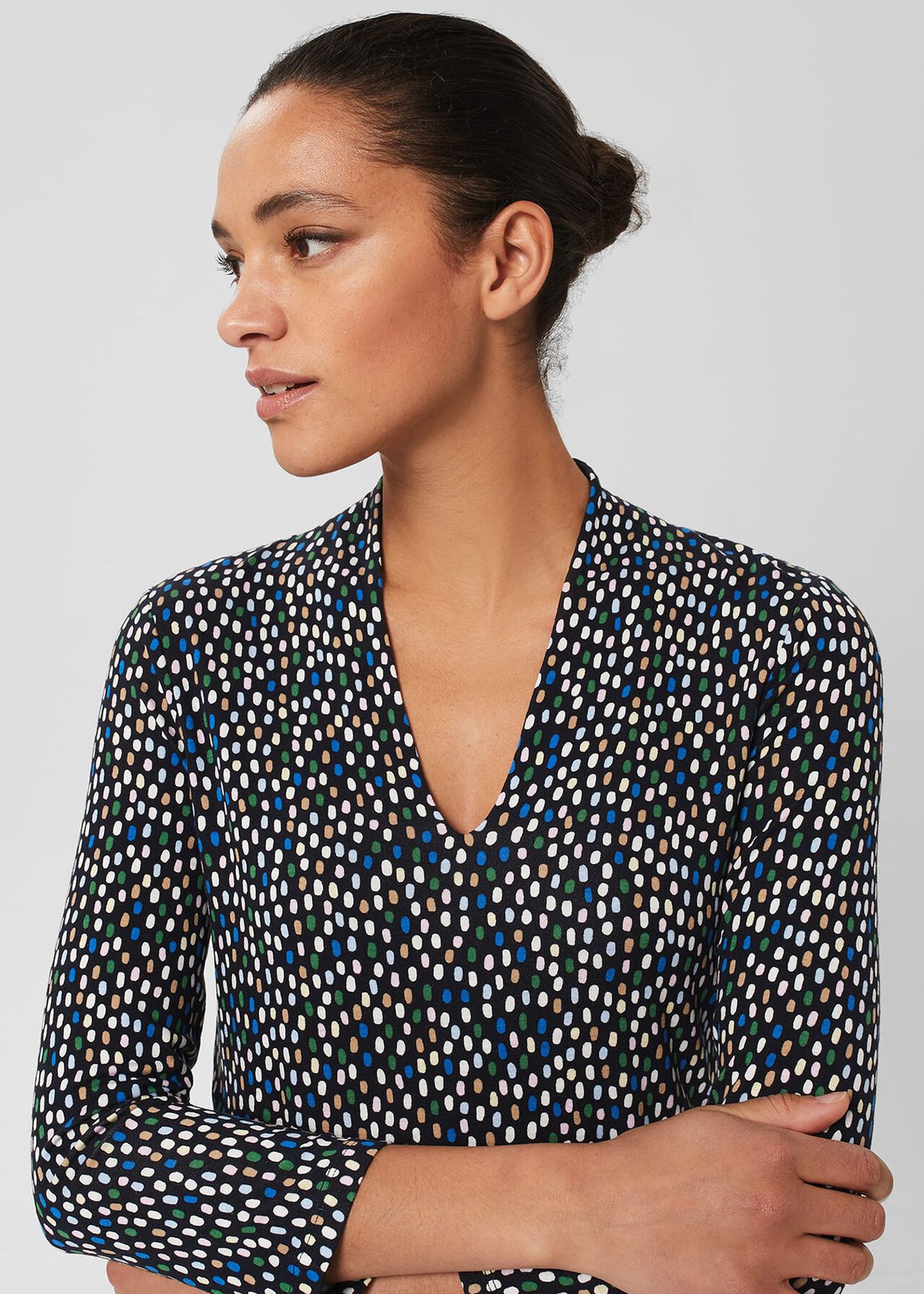 Aimee Printed Top, Navy Multi, hi-res