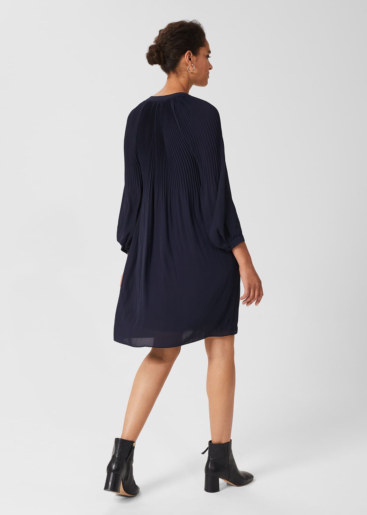 Emilia Pleated Dress, French Blue, hi-res