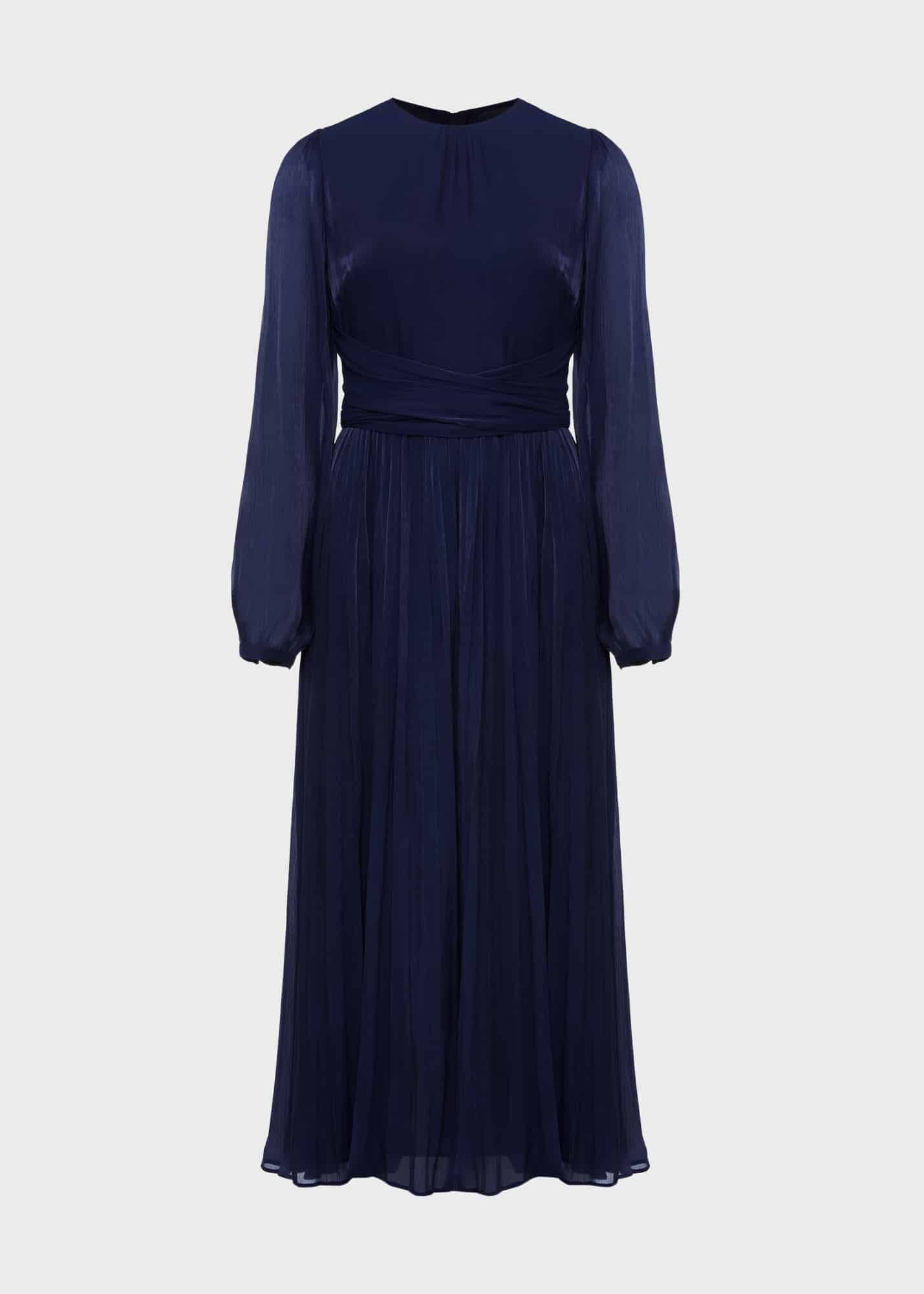 Elina Metallic Pleated Dress