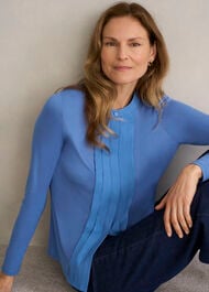 Tiana Pleat Front Top, Thistle Blue, hi-res