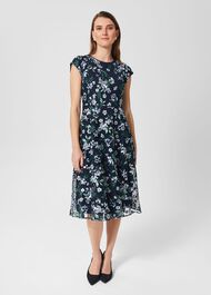 Petite Tia Embroidered Dress, Pale Blue Multi, hi-res
