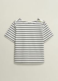 Bethan Cotton Stripe Top, Ivory Black, hi-res