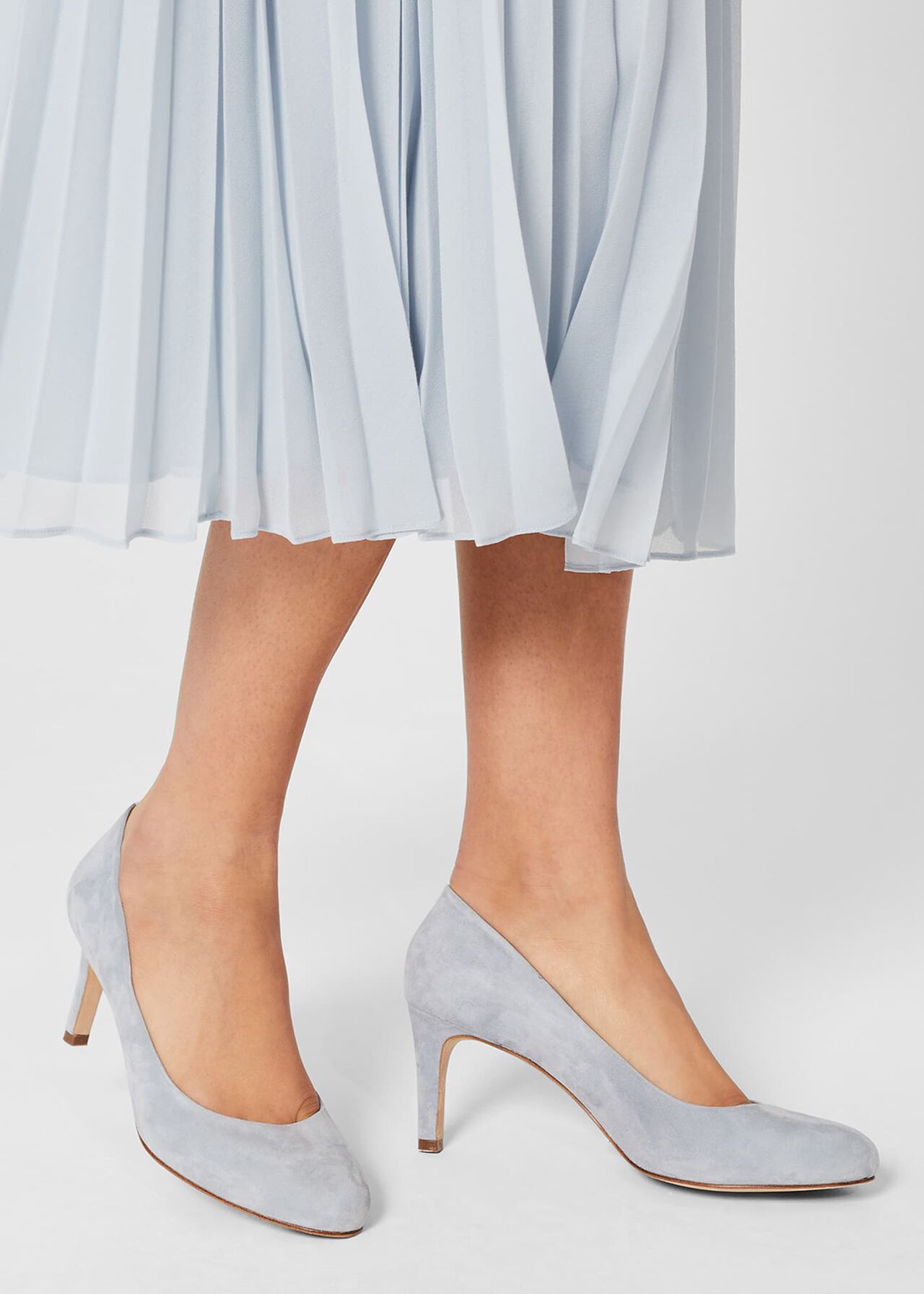 Lizzie Suede Court Shoes , Celeste Blue, hi-res