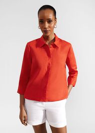 Nita Linen Shirt, Scarlet Red, hi-res