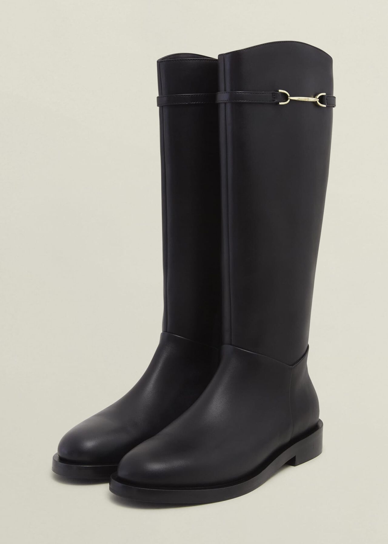Uma Leather Knee Boots, Black, hi-res