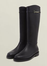Uma Leather Knee Boots, Black, hi-res