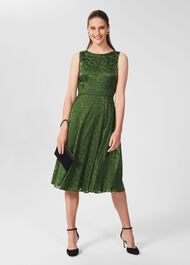 Adaline Jacquard Fit And Flare Dress, Fern Green, hi-res