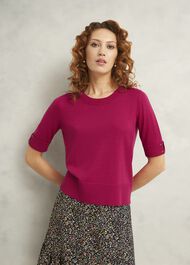 Leanne Knitted Top With Wool, Zinnia Pink, hi-res