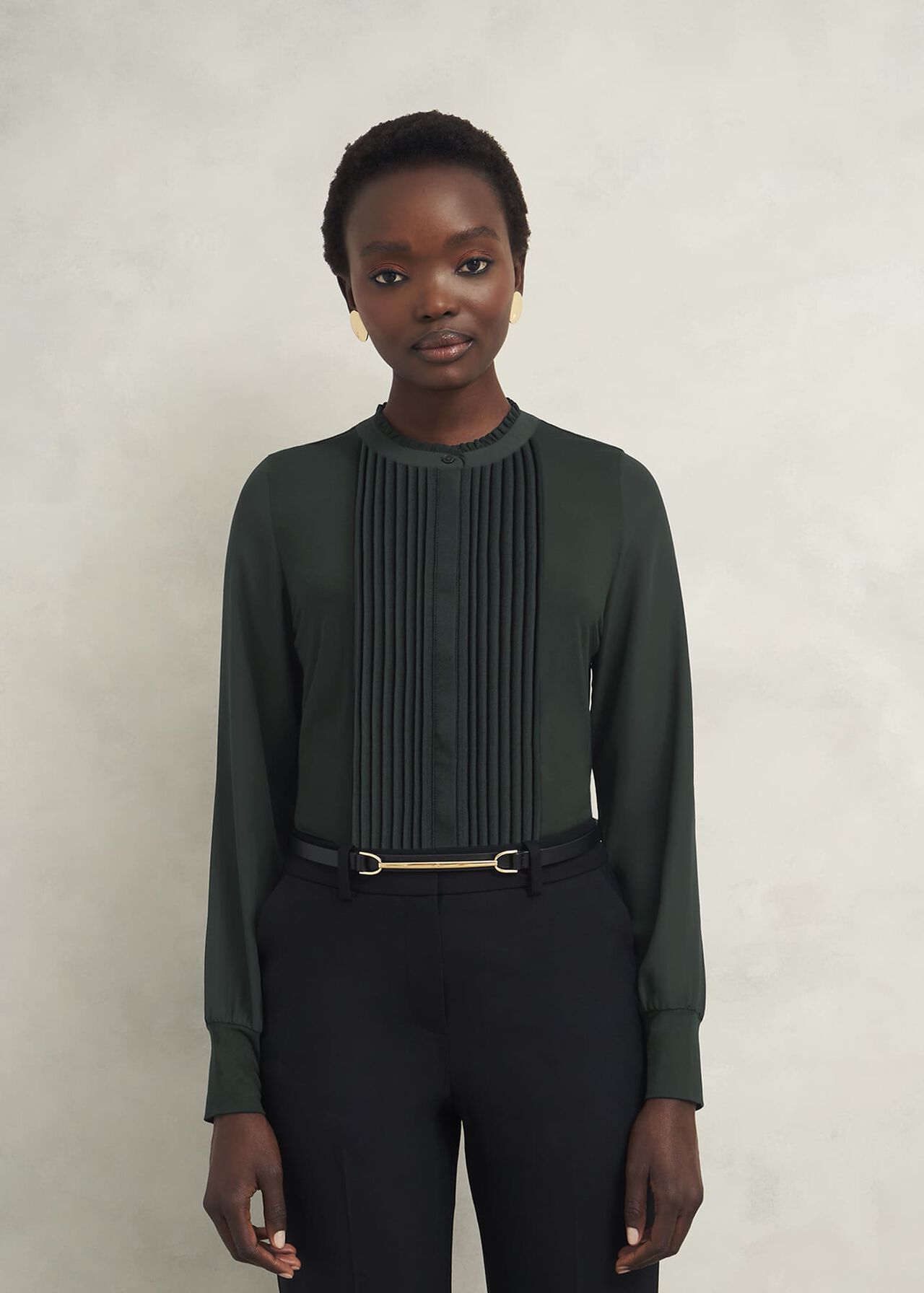 Carina Pleated Top, Evergreen, hi-res