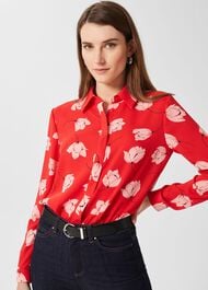 Angelina Floral Shirt, Red Pink, hi-res
