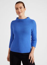 Camilla Cotton Sweater, Fjord Blue, hi-res