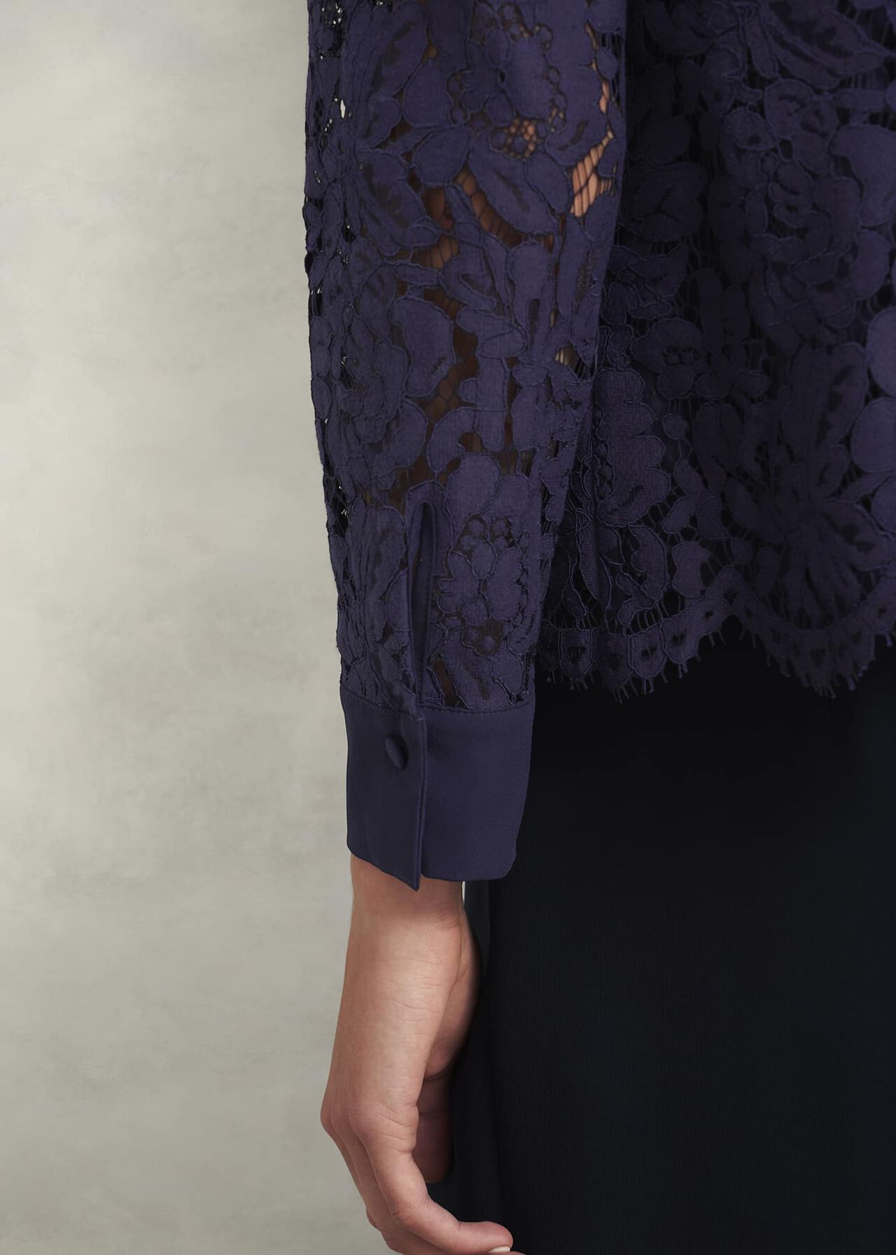 Claire Lace Shirt, Midnight Navy, hi-res