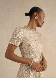 Shirley Sequin Trimmed Maxi Dress, Champagne, hi-res