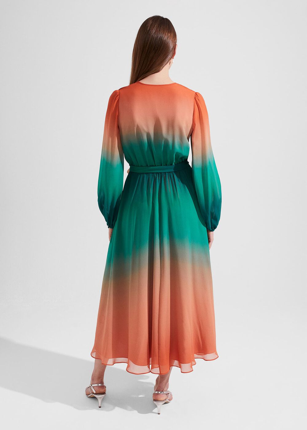 Adalyn Silk Dress, Green Warm Clay, hi-res