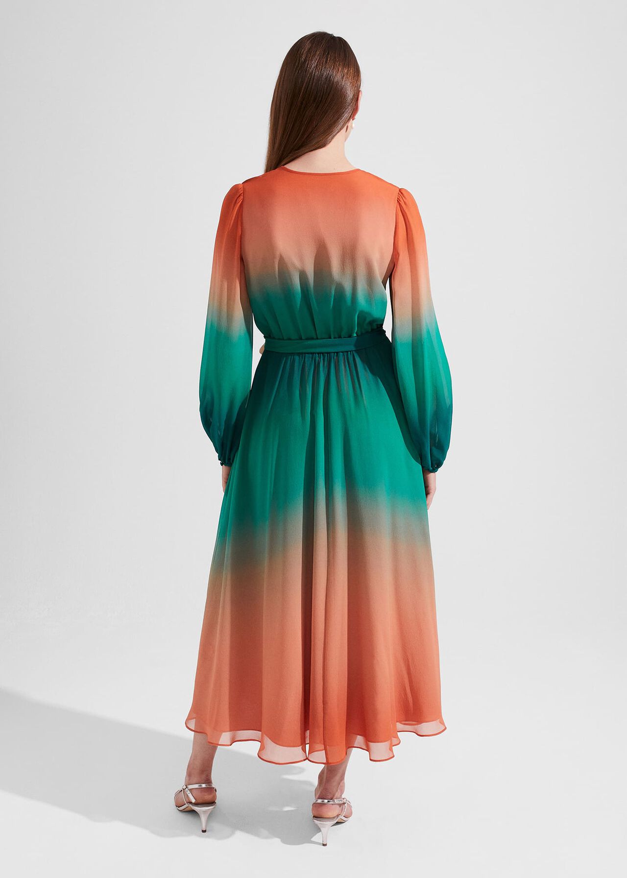 Adalyn Silk Dress, Green Warm Clay, hi-res