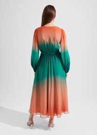 Adalyn Silk Dress, Green Warm Clay, hi-res