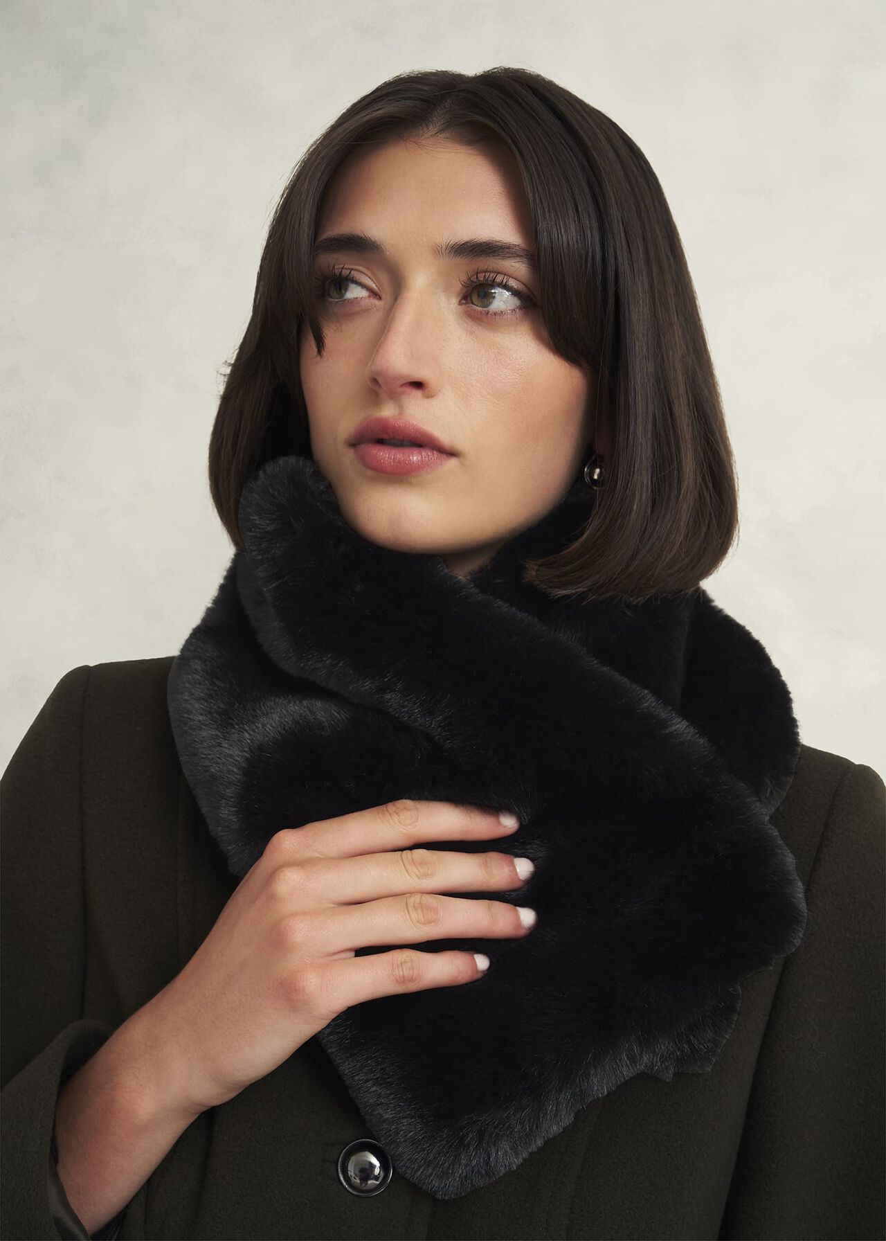 Christie Fur Scarf, Black, hi-res
