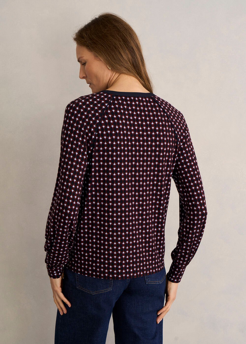 Zelia Printed Top, Navy Multi, hi-res