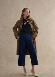 Hannah Printed Polka Dot V Neck Top, Navy Ivory, hi-res