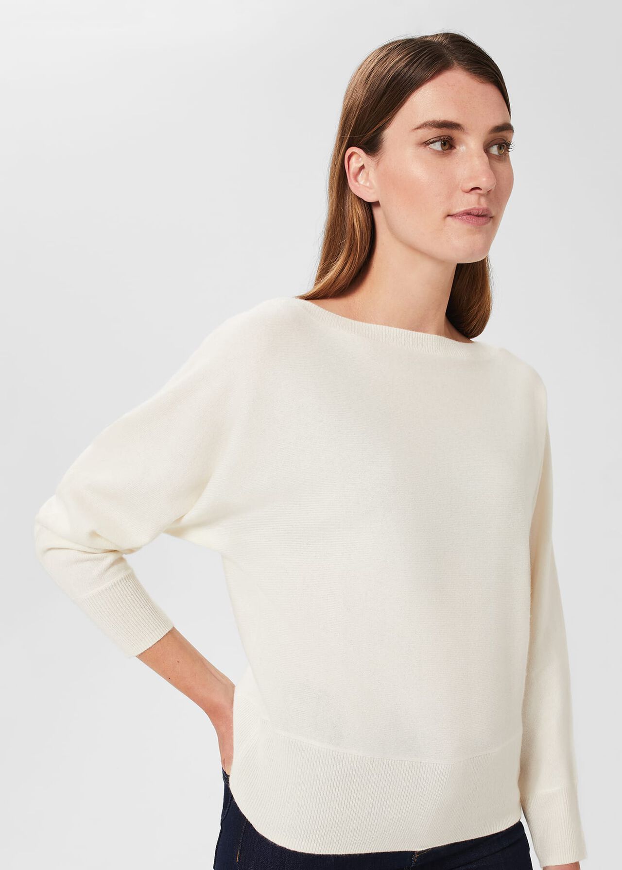 Joanna Cashmere Sweater, Ivory, hi-res