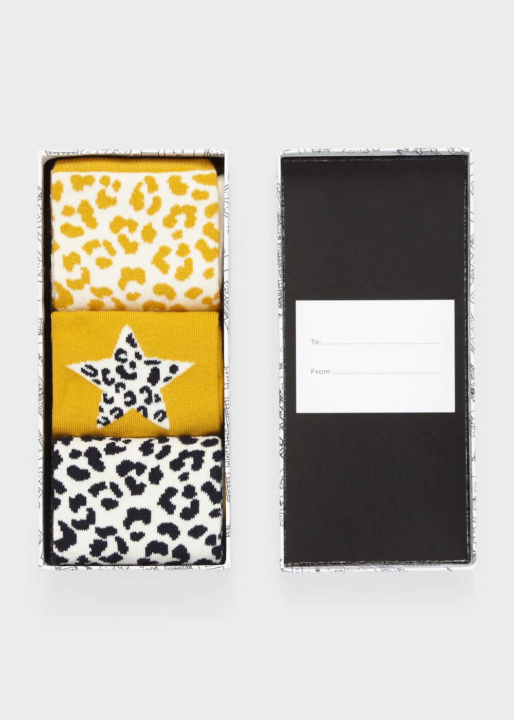 Leopard Sock Set, Yellow Navy, hi-res