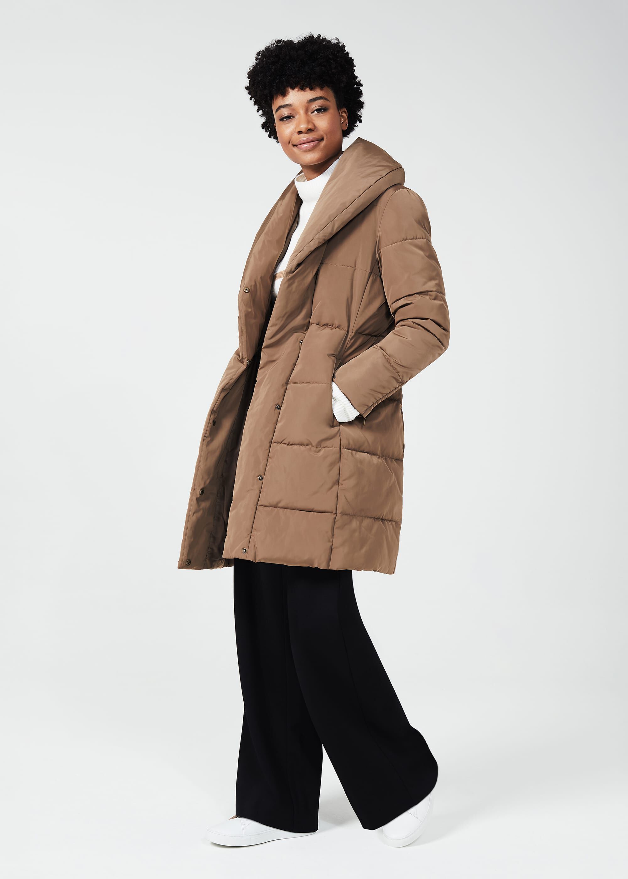 Camel puffer coat sale