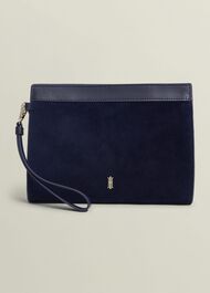 Catherine Suede Wristlet, Midnight Navy, hi-res