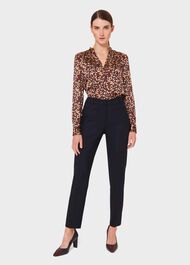 Petite Laurel Wool Blend Tapered trousers With Stretch, Navy, hi-res